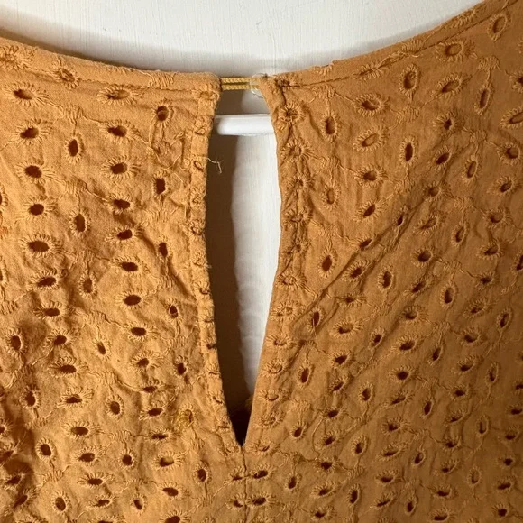 Mustard Seed Eyelet Lace Babydoll Top | Boho Cottagecore Blouse | Size M - Picture 3 of 4